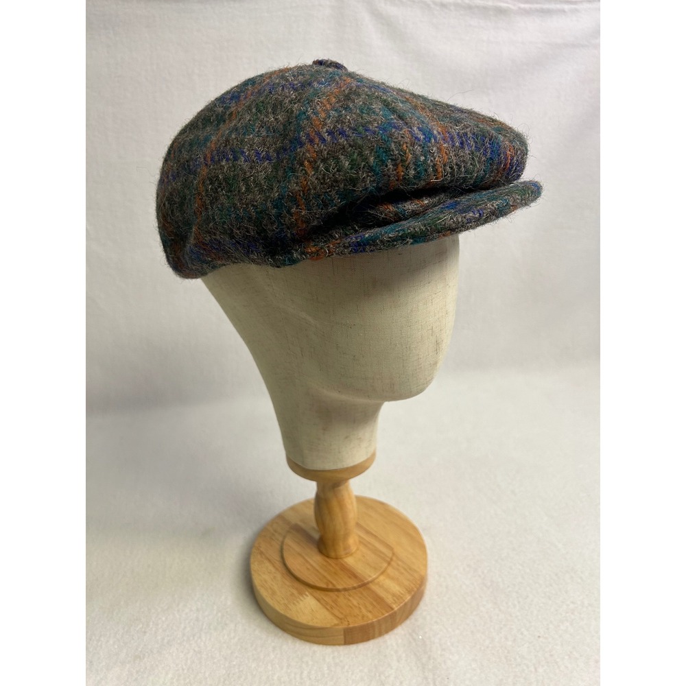 Vintage Irish Tweed Millars Mens L Multicolor Plaid Wool Newsboy Flat Cap Hat